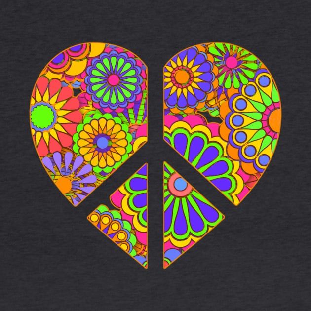 Love Flower Power Peace Sign Heart by AlondraHanley